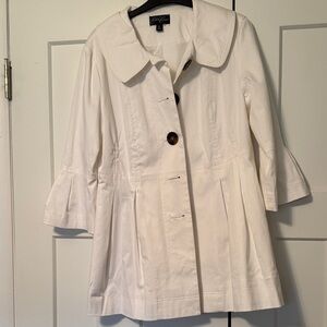 Never worn! White 3/4 sleeve jacket.